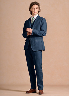 front Harrison Dunkelmarine 3-teiliger Anzug aus 100 % Leinen