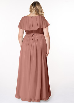 Azazie Jael Bridesmaid Dresses Cedar Rose A-Line V-Neck Mesh Dress image8