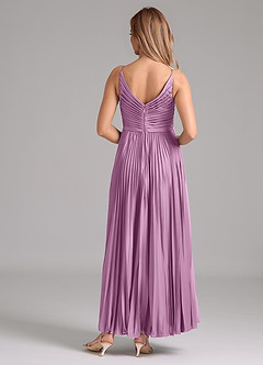 Azazie Raychelle Bridesmaid Dresses Wisteria A-Line Pleated Stretch Satin Dress image4
