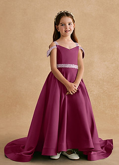 Azazie Jodi Flower Girl Dresses Mulberry A-Line Matte Satin Dress image4