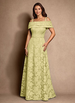 Azazie New Britain Mother of the Bride Dresses Lemon Sorbet A-Line Pleated Floral Burnout Dress image4
