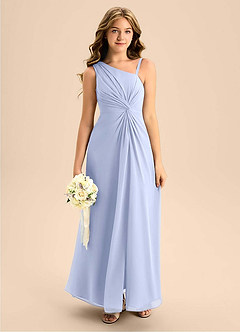 Azazie Brooke Junior Ice A-Line Side Slit Chiffon Dress image1