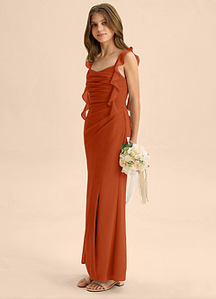 Azazie Jessamine Junior Burnt Orange Mermaid Sweetheart Neckline Chiffon Dress image5