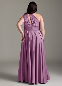 Azazie Charlize Bridesmaid Dresses Wisteria A-Line One Shoulder Stretch Satin Dress image10