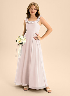 Azazie Callie Junior Rose Petal A-Line Ruched Chiffon Dress image6
