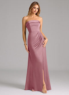 Azazie Aretha Bridesmaid Dresses Vintage Mauve A-Line Strapless Stretch Satin Convertible Dress image1