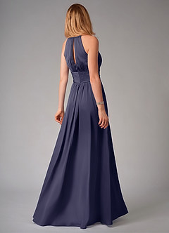 Azazie Bonnie Bridesmaid Dresses Stormy A-Line Pleated Stretch Satin Dress image2
