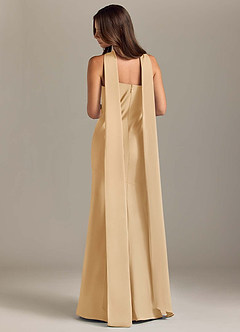 Azazie Kinsley Bridesmaid Dresses Gold Mermaid Side Slit Stretch Satin Dress image2