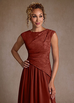 Azazie Kalleen Mother of the Bride Dresses Terracotta A-Line Pleated Chiffon Dress image6