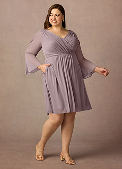 Azazie Teraso Final Sale Dusk A-Line Pleated Mesh Dress image12