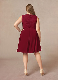 Azazie Theron Kleider für die Brautmutter A-Linie V-Hals Gefaltet Chiffon Kleid Burgunderrot image7