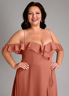 Azazie Lyra Bridesmaid Dresses Clay A-Line Chiffon Convertible Dress image17