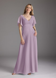 Azazie Alessa Final Sale Wisteria A-Line V-Neck Pleated Chiffon Dress image3