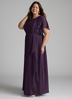 Azazie Aaliyah Modest Bridesmaid Dresses A-Line Scoop Pleated Chiffon Floor-Length Dress image13