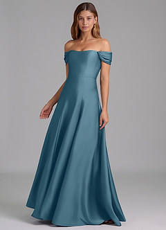 Azazie Seriana Bridesmaid Dresses Bermuda A-Line Off the Shoulder Stretch Satin Convertible Dress image3