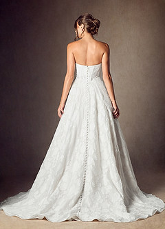 Azazie Meadow Wedding Dresses Diamond White Ball-Gown Strapless Floral Burnout Jacquard Dress image6