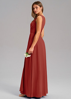 Azazie Phaedra Bridesmaid Dresses Terracotta A-Line One Shoulder Chiffon Dress image6