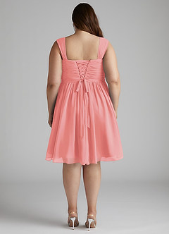 Azazie Angie Brautjungfernkleider A-Linie Korsett Chiffon Kleid Koralle image14