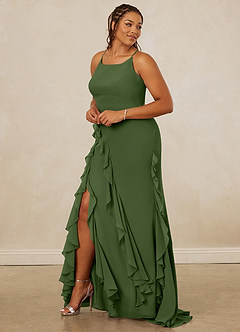 Christian Siriano Bridal for Azazie 1006 Bridesmaid Dresses Olive Mermaid Ruched Chiffon Dress image11