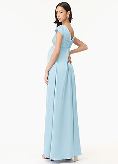 Azazie Allessia Maternity Bridesmaid Dresses A-Line Pleated Stretch Satin Floor-Length Dress image4