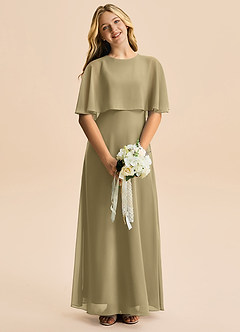 Azazie Maris Junior Abito A-Line in Chiffon Verde Muschio image4