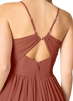 Azazie Cora Bridesmaid Dresses Auburn A-Line Pleated Chiffon Dress image3