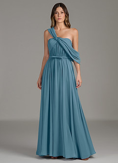 Azazie Nyah Abiti da Damigella Abito A-Line in Chiffon Spalle Scoperte Bermuda image1