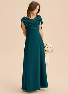 Azazie Lambie Junior Pine A-Line Pleated Chiffon Dress image5