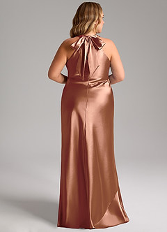 Azazie Doretta Bridesmaid Dresses Bronzer Mermaid Bow Metallic Satin Dress image13