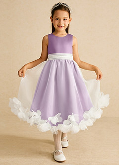 Azazie Stardust Blumenmädchenkleider A-Linie ärmellos Organza Kleid Blauregen image1