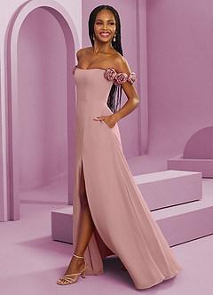 Barbie ♥ Azazie Bridesmaid Dresses Dusty Rose A-Line Off the Shoulder Chiffon Convertible Dress image6