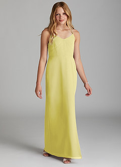 Azazie Becca Junior Robe Sirène en Mousseline de soie Sorbet Citron image5