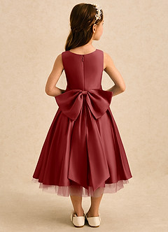 Azazie Josie Flower Girl Dresses Rust A-Line Pleated Matte Satin Dress image2