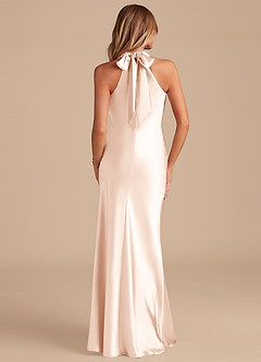 Azazie Doretta Bridesmaid Dresses Blushing Pink Mermaid Bow Metallic Satin Dress image6