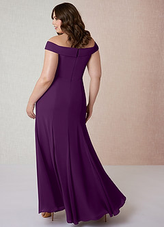 Azazie Lecia Jurken voor bruidsmeisjes Converteerbaar Jurk van Chiffon met rijk Off-the-shoulder geplooid Druif image9