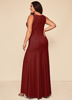 Azazie Rogue Bridesmaid Dresses Terracotta Mermaid Scoop Side Slit Stretch Crepe Dress image8