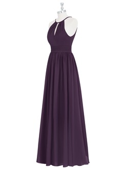 Azazie Cherish Bridesmaid Dresses Plum A-Line Pleated Chiffon Dress image8