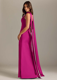 Azazie Kinsley Bridesmaid Dresses Fuchsia Mermaid Side Slit Stretch Satin Dress image6