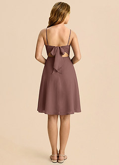 Azazie Shale Junior Blushing Pink A-Line Bow Chiffon Dress image2