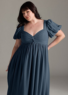 Azazie Madisynn Maternity Bridesmaid Dresses Bow Chiffon Floor-Length Dress image9
