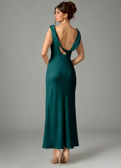 Azazie Kieryn Bridesmaid Dresses Peacock Mermaid Pleated Stretch Satin Dress image5