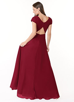 Azazie Hainsly Bridesmaid Dresses Burgundy A-Line Sweetheart Neckline Chiffon Dress image4