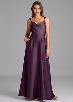 Azazie Beatrice Bridesmaid Dresses Plum A-Line Sweetheart Neckline Stretch Satin Dress image1