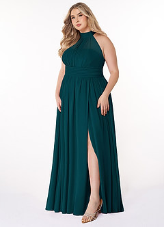 Azazie Iman Bridesmaid Dresses Pine A-Line A-Line Ruched Chiffon Dress image10