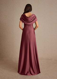 Azazie Branford Kleider für die Brautmutter A-Linie Plissee Stretch-Satin Kleid Merlot image3