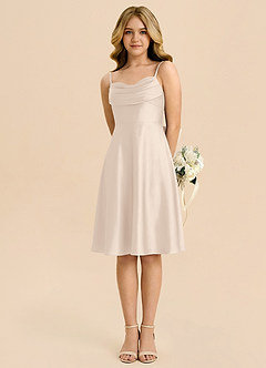 Azazie Bear Junior White Alabaster A-Line Sweetheart Neckline Stretch Satin Dress image5