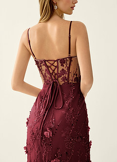 Risqunma Pink 3D Flowers Sequin Embroidery Beading Tulle Prom Dress image6