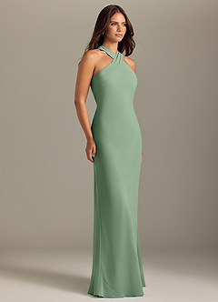 Azazie Doretta Bridesmaid Dresses Matcha Mermaid Pleated Chiffon Dress image3