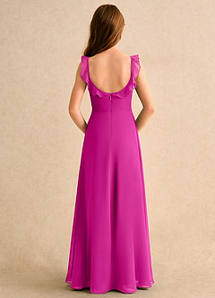 Azazie Chip Girls Formal Flower Girl Dresses Fuchsia A-Line Sleeveless Chiffon Dress image2
