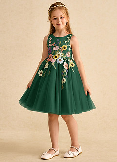 Azazie Prima Flower Girl Klänningar Klänning A-Line i Tyll Rosett image5